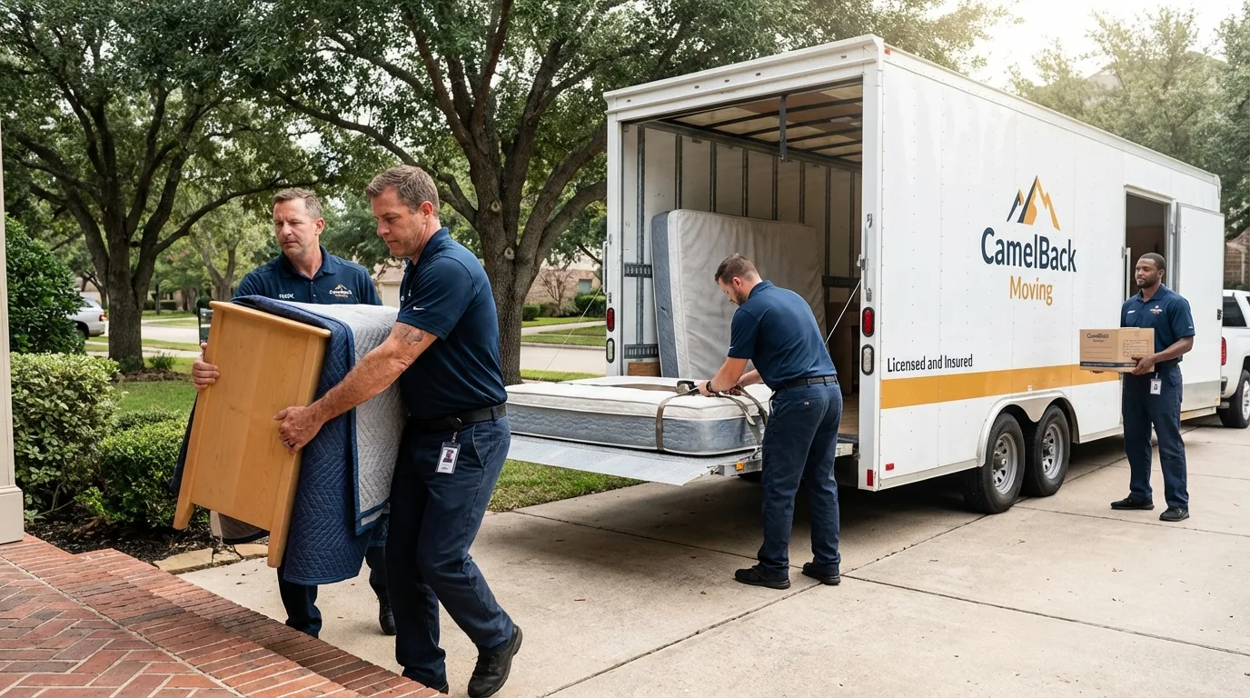 Crew loading residential truck for cross-state move from Mendham, NJ