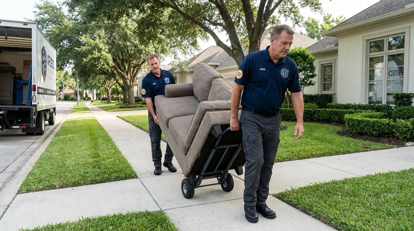 Local residential moving crew loading furniture in Mendham, NJ